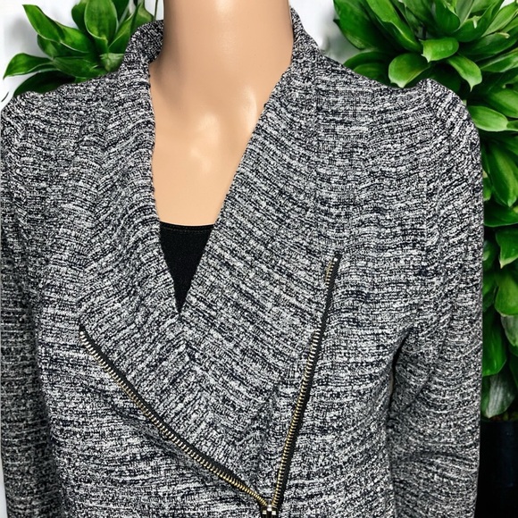 Banana Republic Black & White Boule Lurex Zipper Moto Style Jacket - Picture 7 of 16